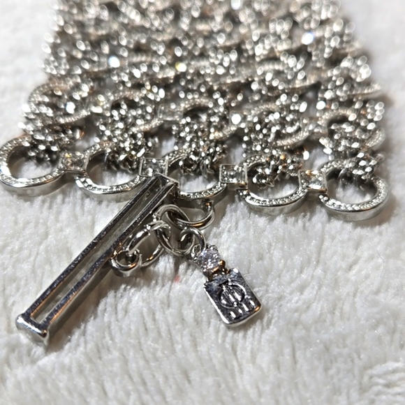 #273 SIGNED JLo JENNIFER LOPEZ Silver Tone Crystal Chain Link Toggle Bracelet - Picture 4 of 5